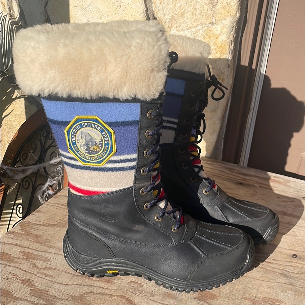 UGG x Pendleton Adirondack Tall Yosemite Navy Fur Boots Womens